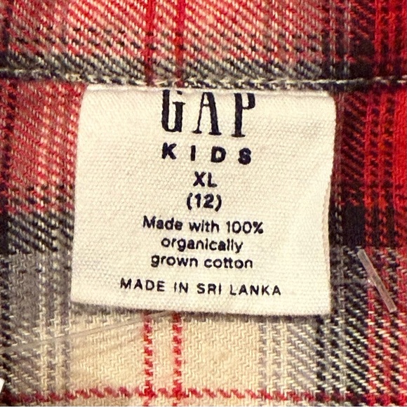 NWT Gap Kids Organic Cotton Flannel Red Plaid Button Front Shirt Sz XL/12‎ - Picture 3 of 8